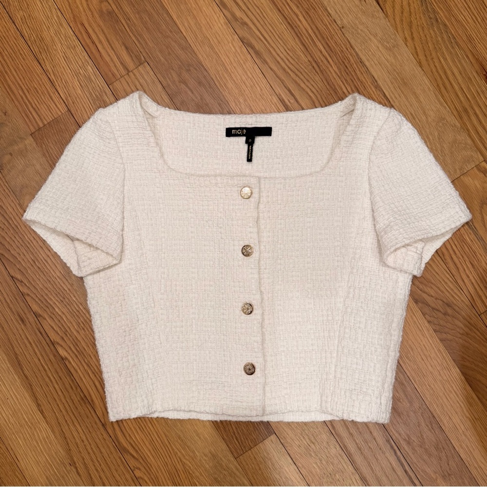 Elegant Maje Cream Button-Up Women's Top